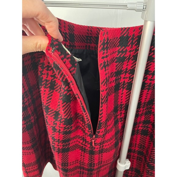 Eddie Bauer Red Black Plaid Wool Blend Mini Skirt Career Women's Size 18 - Picture 4 of 8